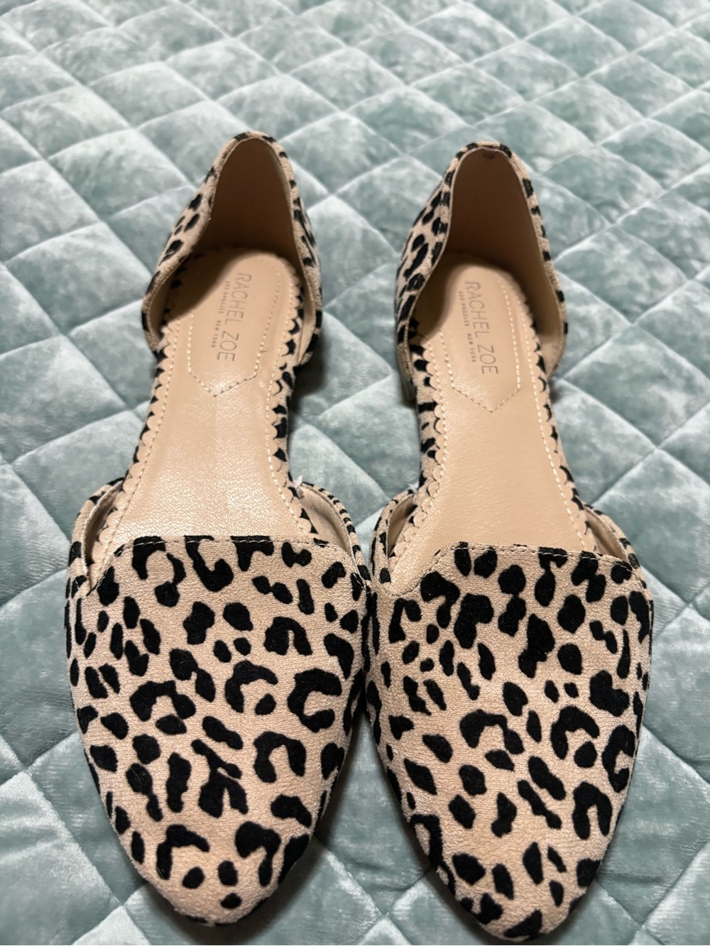 Rachel Zoe Leopard Print D'Orsay Flats - Beige and Black
